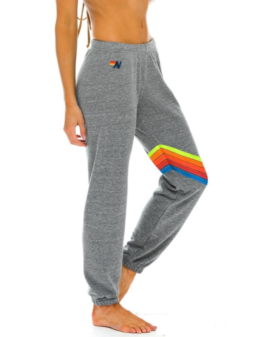 Aviator Nation 5-Stripe Chevron in Heather - Neon Rainbow